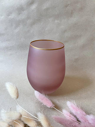 Набір 6 склянок для напоїв з рожевого матового скла Легкість 500 мл, фото 2