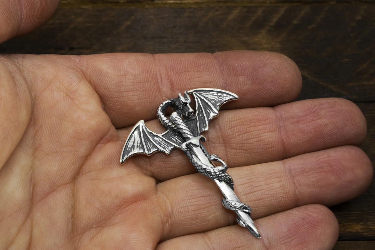 Підвіска срібна Дракон із Мечом - фото 5 - id-p337176669
