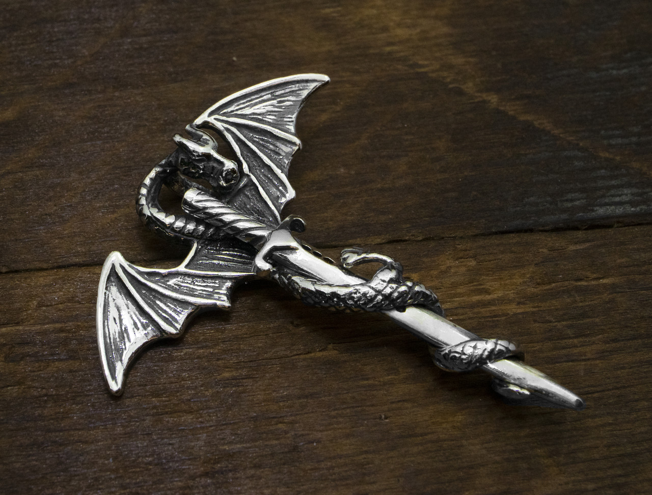 Підвіска срібна Дракон із Мечом - фото 4 - id-p337176669
