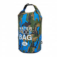 Гермомешок - рюкзак водонепроницаемый Waterproof Bag 15L Камуфляж с синим