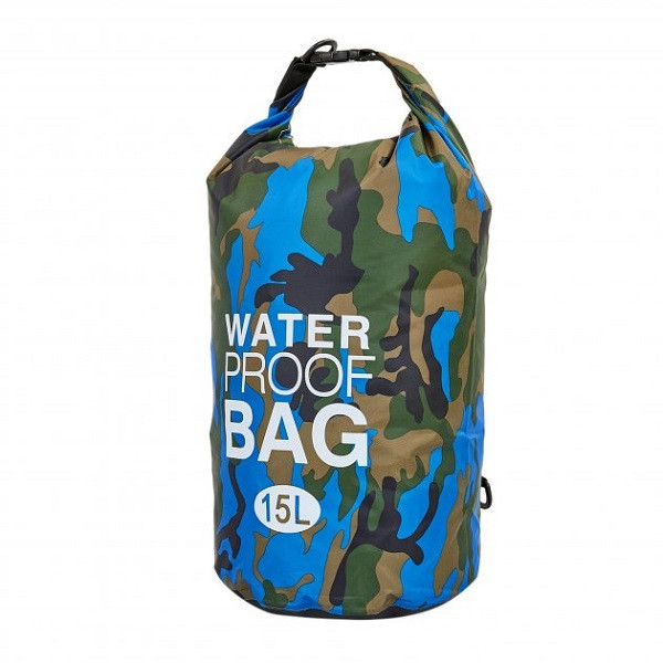 Гермомешок - рюкзак водонепроницаемый Waterproof Bag 15L Камуфляж с синим - фото 1 - id-p1438783174