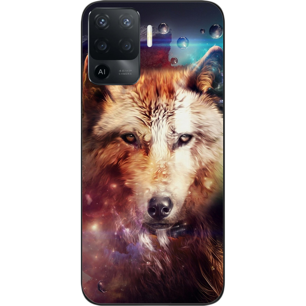 Силіконовий чохол для OPPO Reno 5 Lite з картинкою Космічний вовк, фото 1