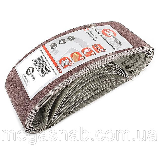 Стрічка шліфувальна 75 * 533 мм, зерно 100, уп.10 шт. INTERTOOL BT-0410, фото 1