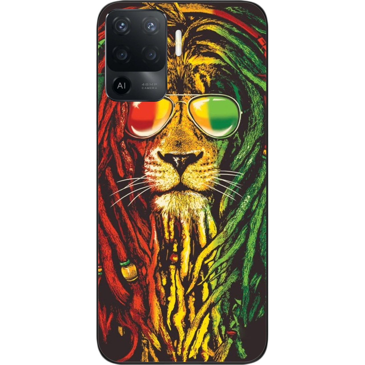 Силіконовий чохол для OPPO Reno 5 Lite з картинкою Лев растаман, фото 1
