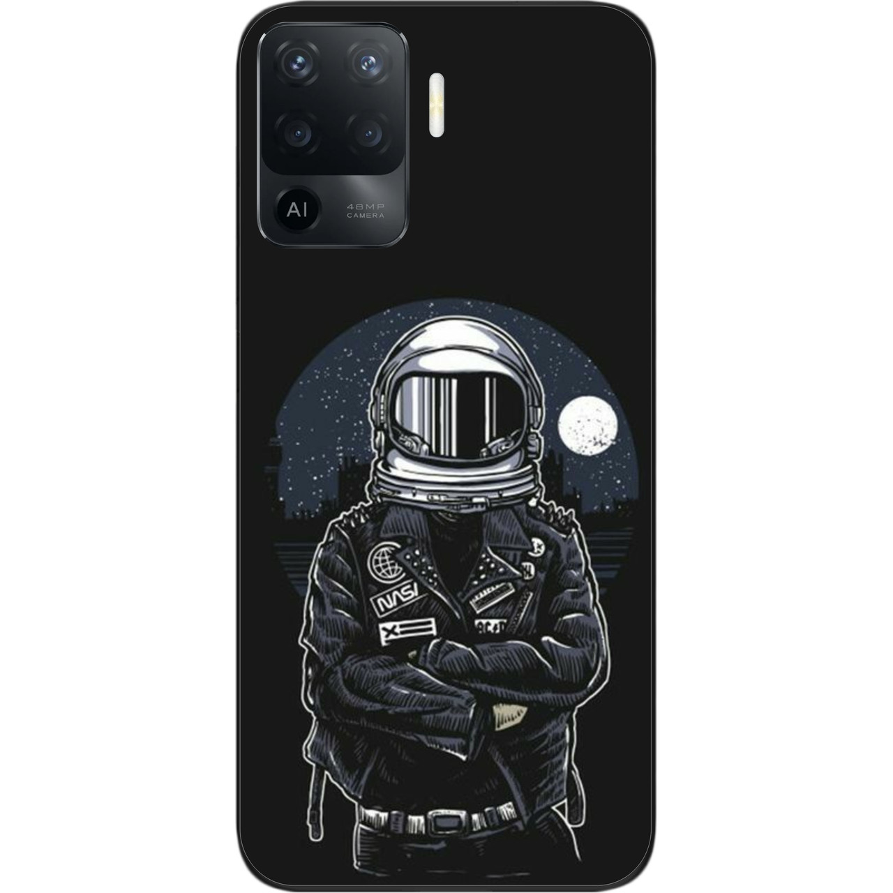 Силіконовий чохол бампер для OPPO Reno 5 Lite з картинкою Космонавт і місяць, фото 1