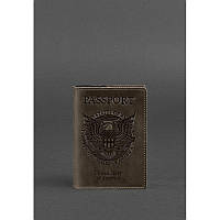 Кожаная обложка для паспорта с американским гербом темно-коричневая