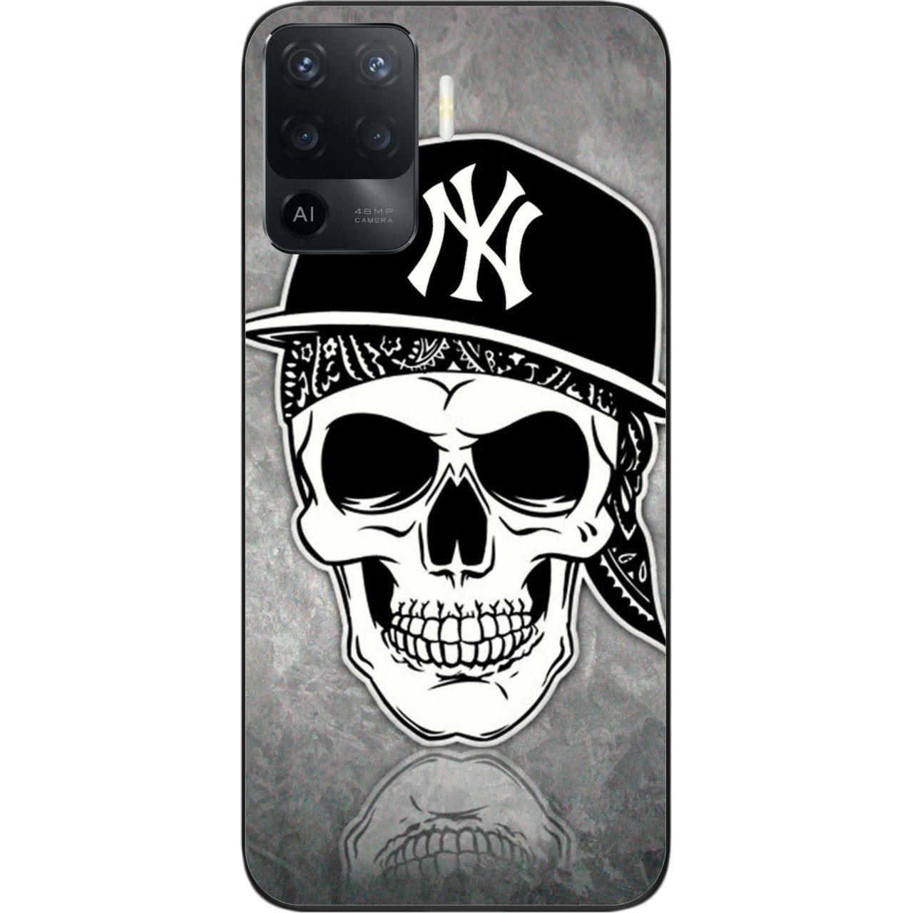 Чохол силіконовий для OPPO Reno 5 Lite з картинкою Череп в кепці, фото 1