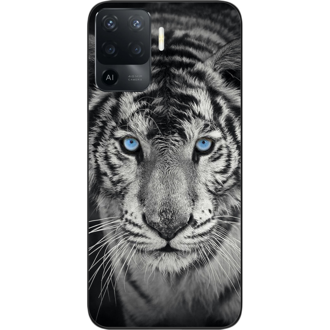 Чохол силіконовий для OPPO Reno 5 Lite з картинкою Білий тигр, фото 1