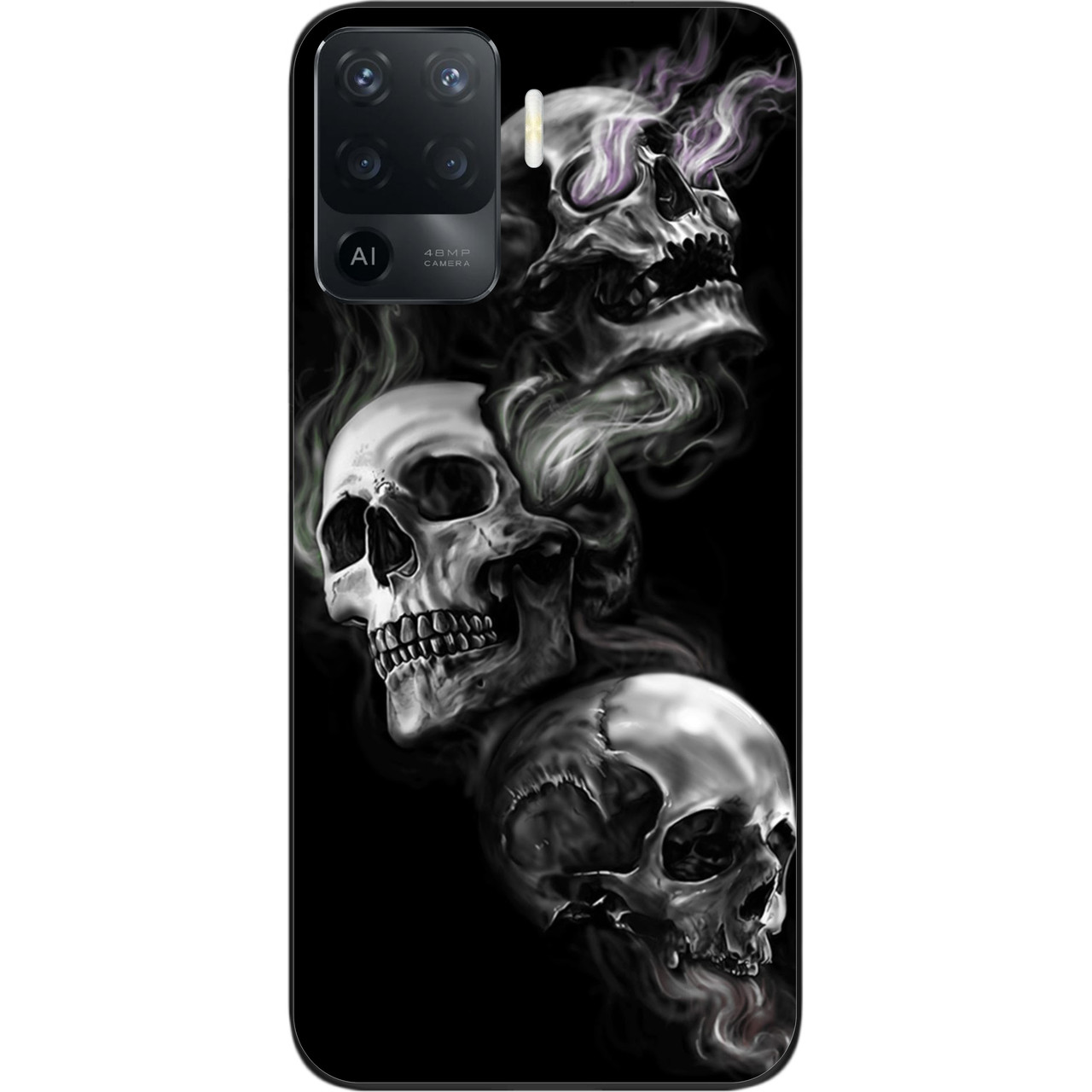Бампер силіконовий чохол для OPPO Reno 5 Lite з картинкою Три черепа, фото 1