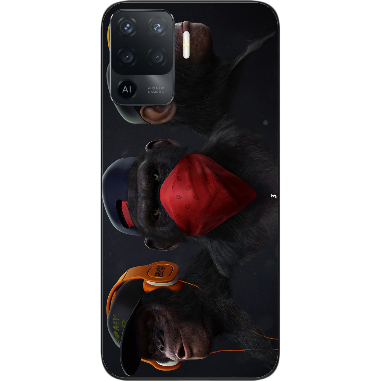 Бампер силіконовий чохол для OPPO Reno 5 Lite з картинкою Три мавпи, фото 1