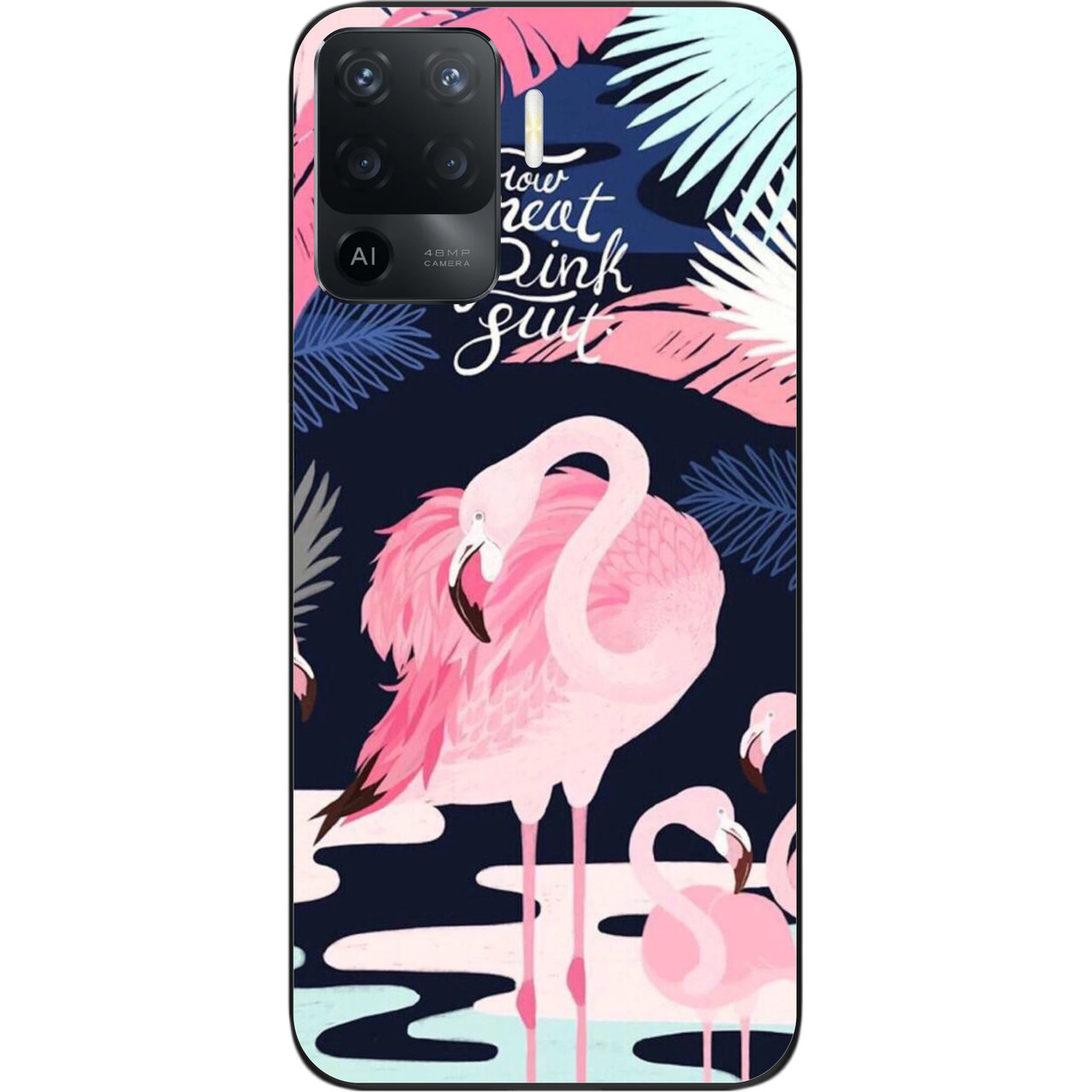Бампер силіконовий чохол для OPPO Reno 5 Lite з картинкою Фламінго, фото 1