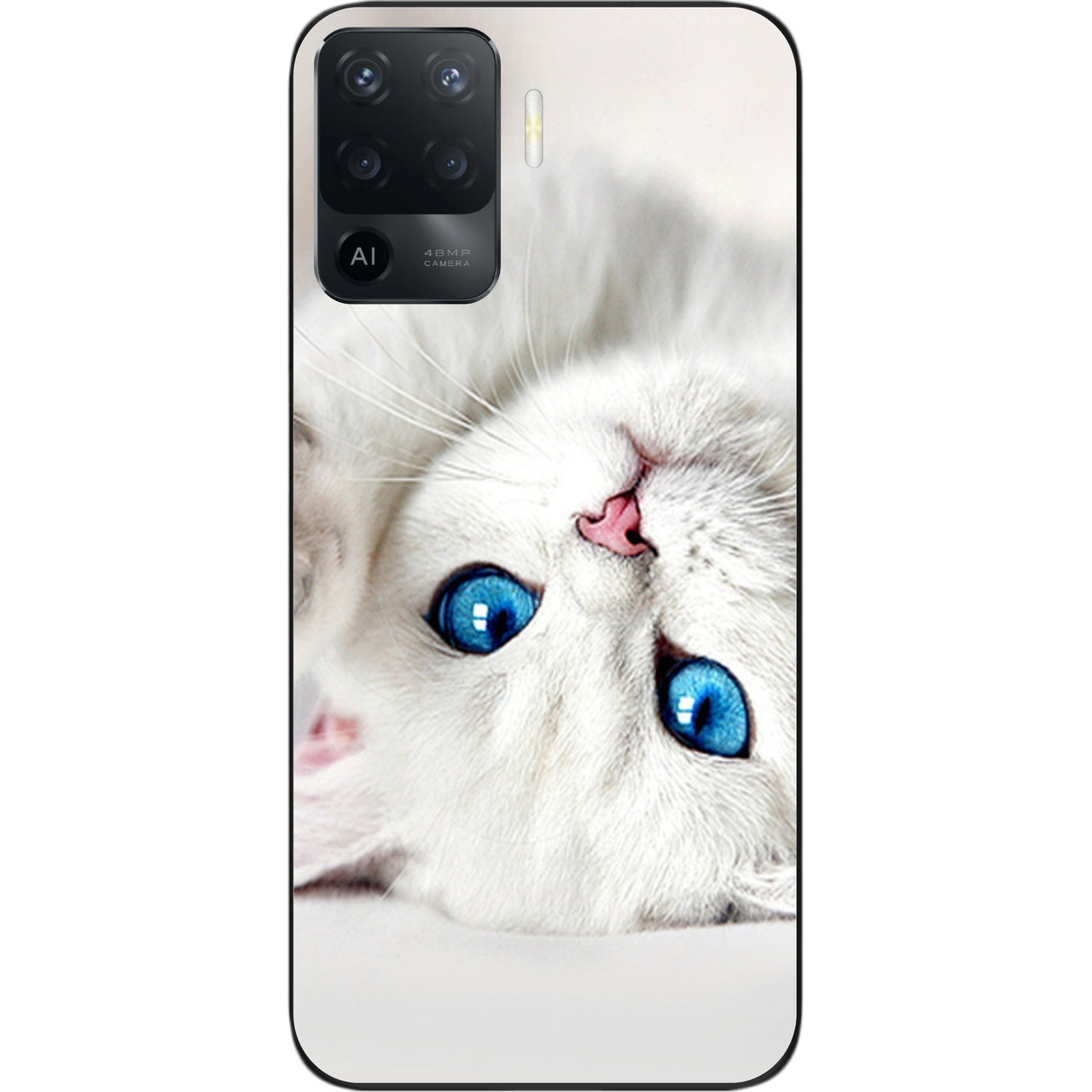 Оригінальний чохол для OPPO Reno 5 Lite з картинкою Білий котик, фото 1