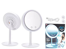 Кругле настільне дзеркало косметичне з LED підсвічуванням і вентилятором Beauty Breeze Mirror