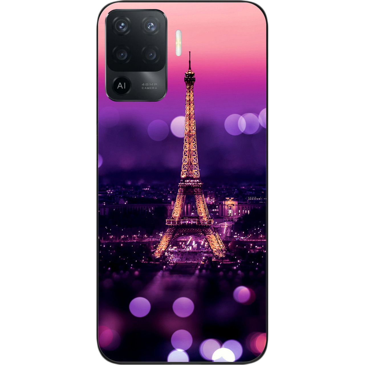 Силіконовий чохол для OPPO Reno 5 Lite з картинкою Париж вночі, фото 1