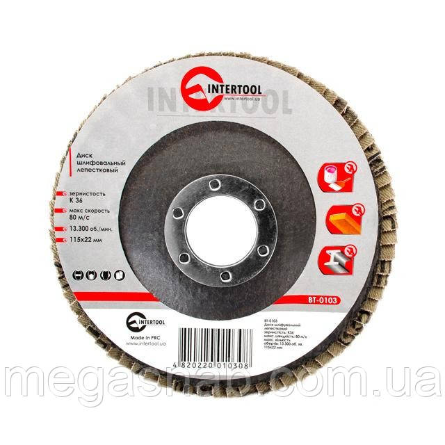 Круг пелюстковий Intertool 115*22мм К36 BT-0103, фото 1
