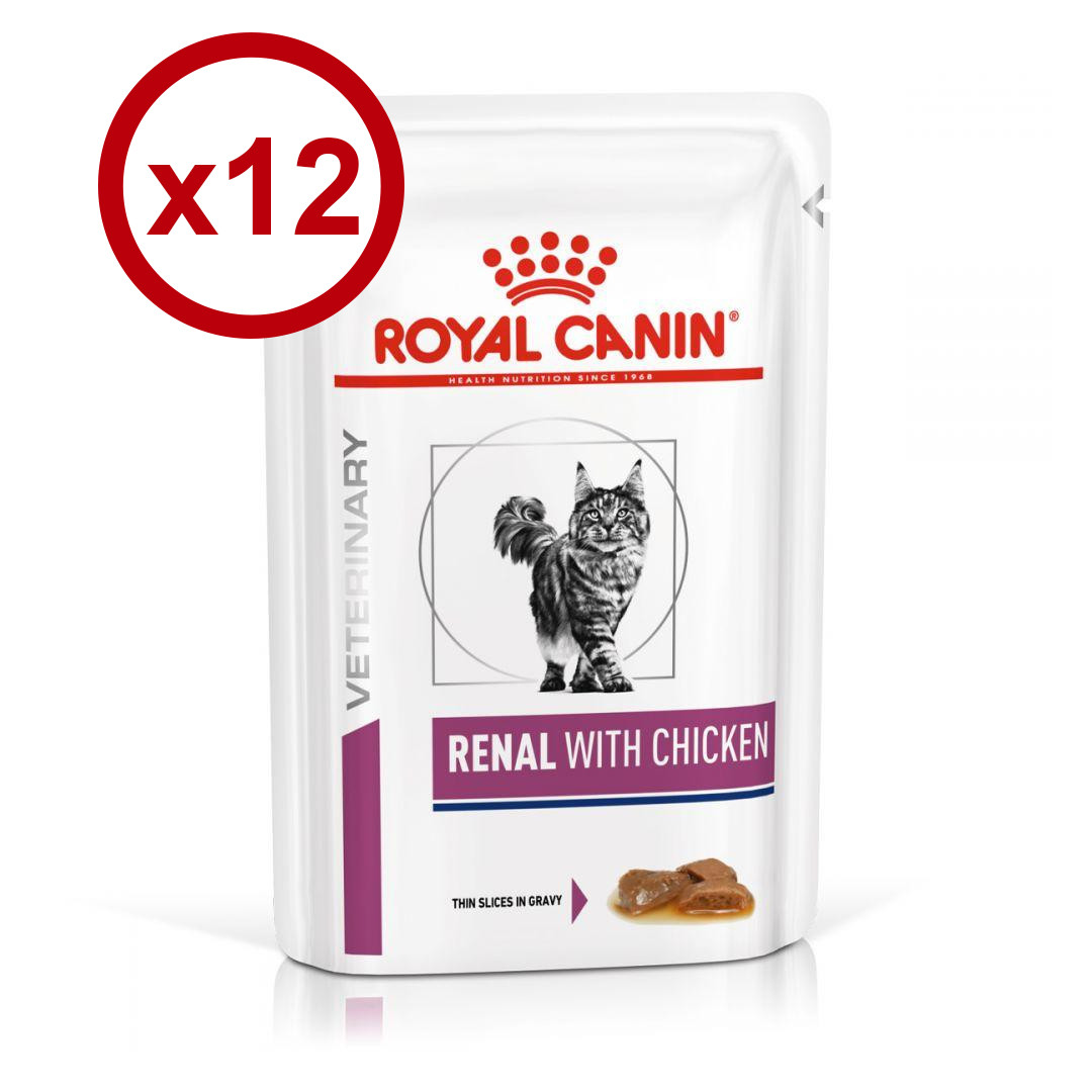 Royal Canin Renal Feline 85гр *12шт паучи с курицей -диета при почечной ...