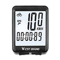 Велокомпьютер беспроводной West Biking 0702054 экран с подсветкой спидометр часы