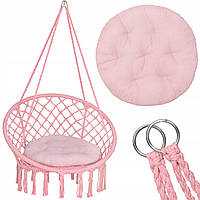 Підвісне крісло-гойдалка (плетене) з подушкою Springos SPR0029 Pink