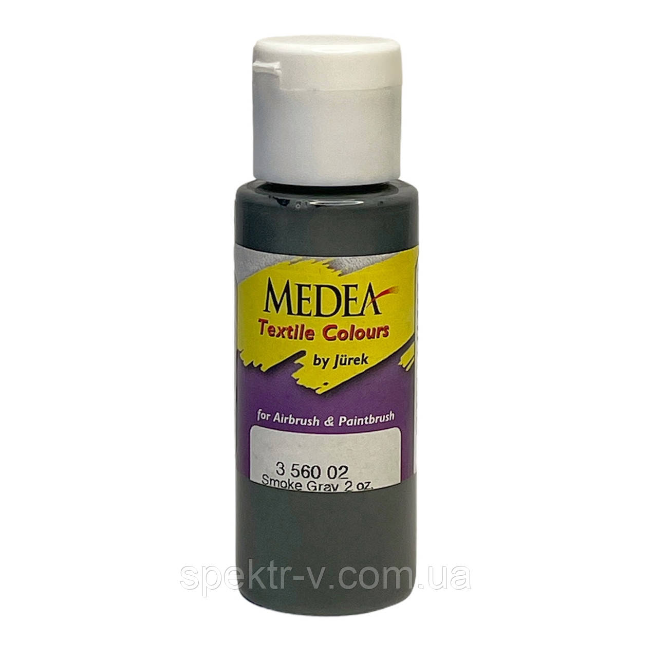 Фарба для аерографа текстильна Medea 356002 Smoke Gray, сіра, 60 мл, фото 1