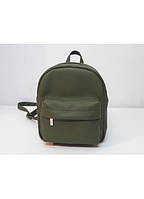Go Женский модный городской рюкзак из экокожи Sambag Brix SB зеленый хаки практичный маленький мини стильный