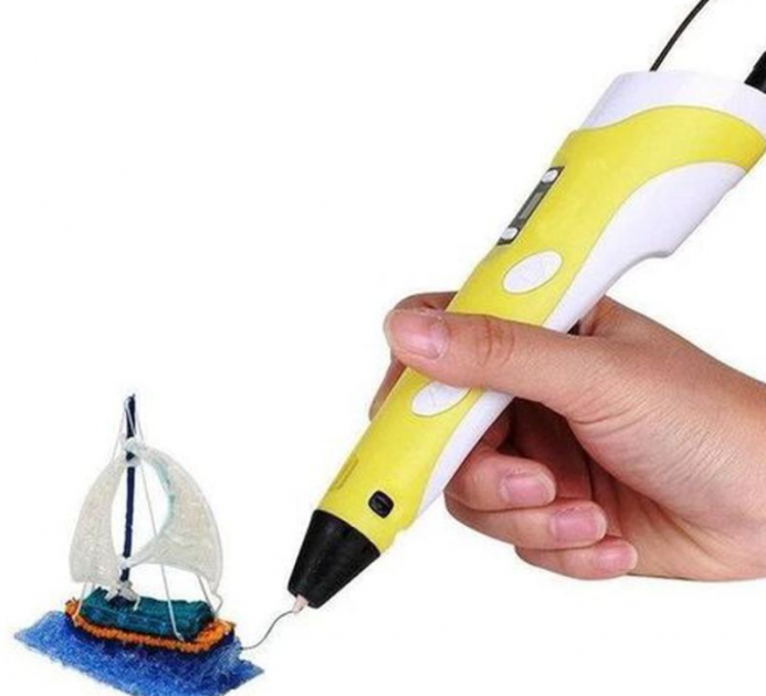 3Д ручка для малювання з LED дисплеєм 3D Pen 2 Жовта, фото 1
