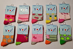 Шкарпетки для дівчинки бавовняні YO! SKC-1 мікс кольорів 23-28