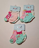Носки для девочки хлопковые 3 штуки YO! SKC-3 микс цветов 3-6 месяцев