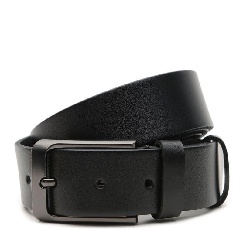 Ремінь шкіряний 125×3.5 / пасок для брюків та джинсів, чорний, фото 1