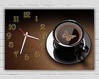 Настенные часы в столовую, настенные часы на кухню, часы для кафе, интерьерные часы Кофе 30х45 см,