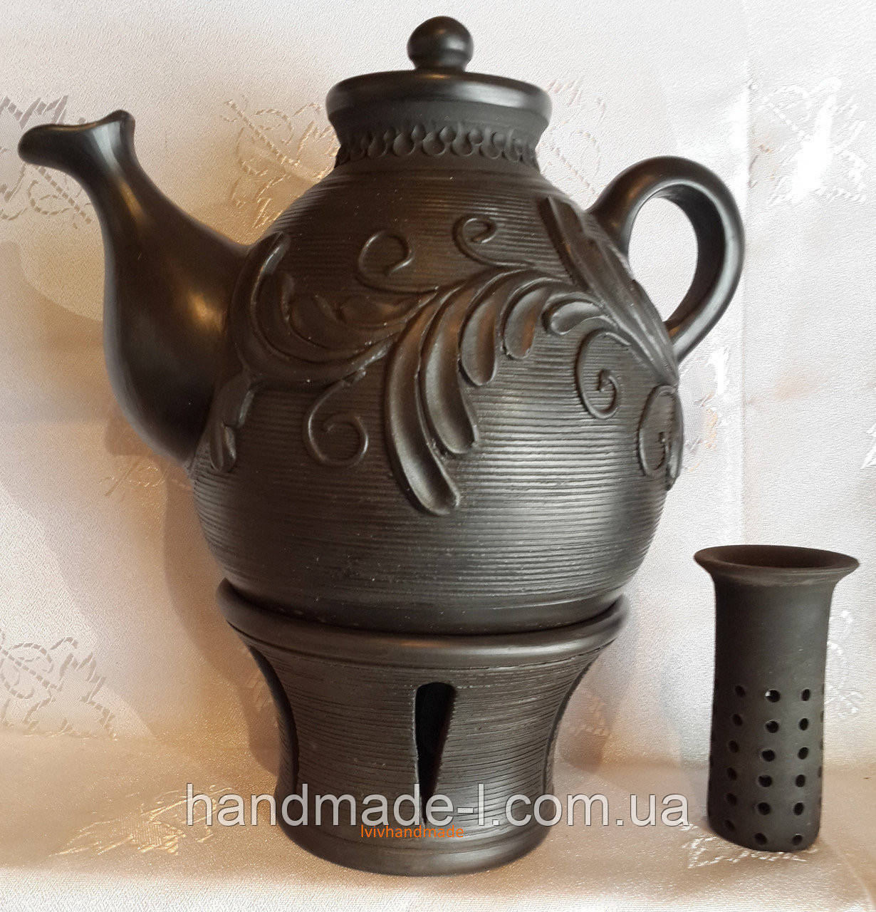 Чайник глиняний з ситком та підігрівом ручної роботи +-650мл - фото 4 - id-p257599683