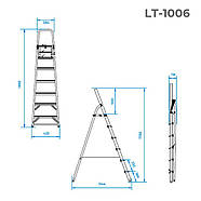 Драбина алюмінієва 6 щаблів INTERTOOL LT-1006, фото 8