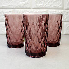 Рожеві вінтажні склянки в крупний ромб "Рубін" 6 шт 350 мл (6411), фото 3