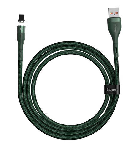 Магнітний кабель для зарядки телефона/смартфона Baseus USB - Lightning 1 м 2.4 А Зелений (CALXC-K06), фото 1