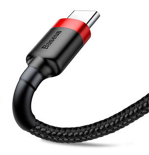 Кабель для зарядки телефона/ смартфона Baseus Cafule USB-Type-C 3 м 2 А Чорний/Червоний (CATKLF-U91), фото 3