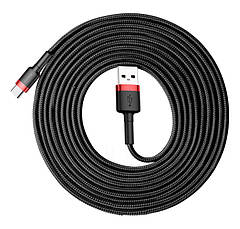 Кабель для зарядки телефона/ смартфона Baseus Cafule USB-Type-C 3 м 2 А Чорний/Червоний (CATKLF-U91), фото 4