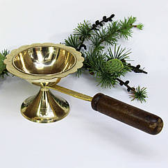Діпа латунна (лампада) з ручкою з дерева