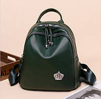 Красивый женский рюкзак высококачественная эко кожа темно-зеленый рюкзак женский из эко кожи подростковый для