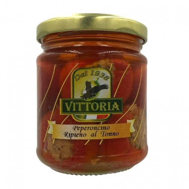 Перець фарширований тунцем Vittoria Peperoncino ripieno at Tonno 190 г Італія (опт 3 шт)