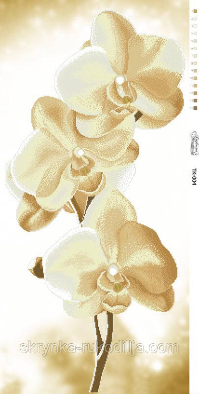 Золотисті орхідеї ТК-004 Барвиста Вишиванка  Заготовка для вишивання бісером картина 46x95см