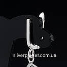 Срібні сережки - підвіски з фіанітами. Стильні повсякденні сережки - кульчики камінчик в кубі, фото 6