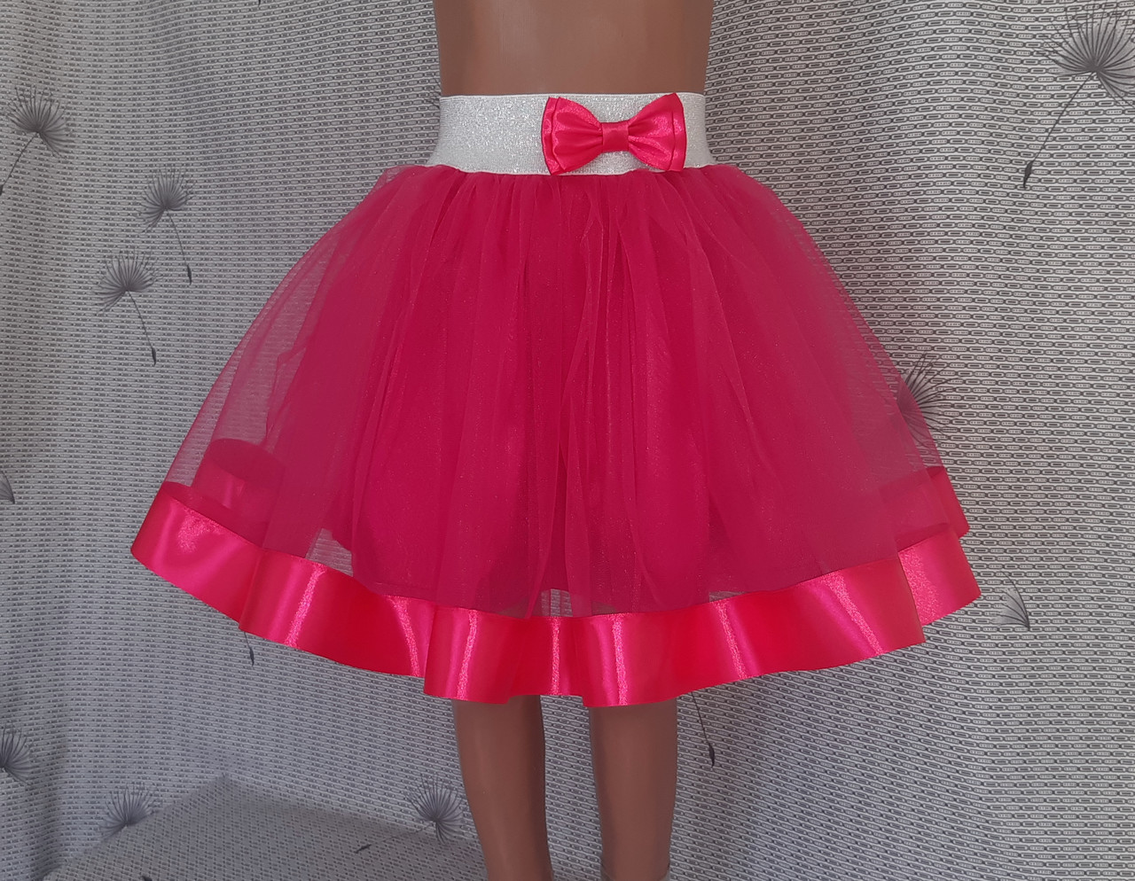 Дитяча малинова спідничка з фатину, на резинці, розмір 122