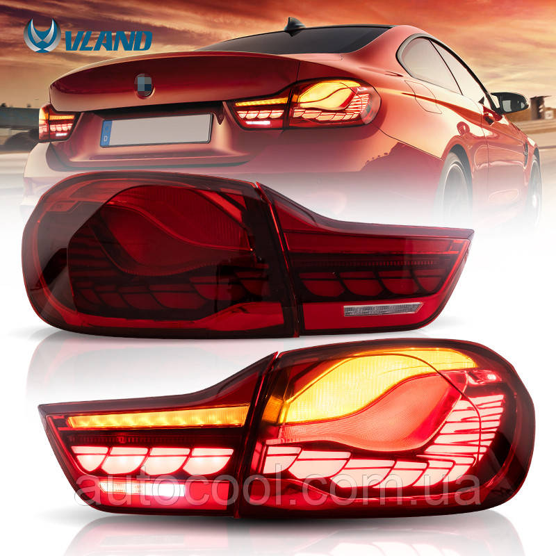 Задні ліхтарі BMW 4 серії F32/F33/F36/F82/F83 2014-2018 р. у стилі GTS червоні, фото 1