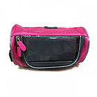 Водонепроникна велосипедна сумка з прозорим кишенею для телефону на кермо (рожевий), фото 2