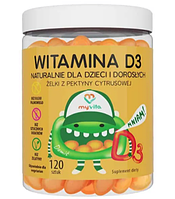 Желейні Вітаміни Натуральні Залі Для дітей Вітамін D3 Vitamin D3 120 шт MyVita Польща Доставка з ЄС