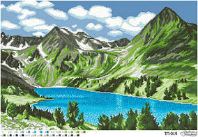 Схема Озеро в серці гір ТП-019 для вишивання  на тканині картина (Барвиста Вишиванка)