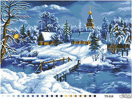 Казкова зима ТП-018 Барвиста Вишиванка Заготовка для вишивання бісером картина 61х44 см