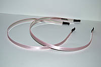 Обруч з атласом 0,7см, метал, колір- ніжно рожевий