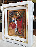 Ікона П.Б.Цілителька в білому фігурному кіоті під склом розмір 24×21, сюжет15*18., фото 2