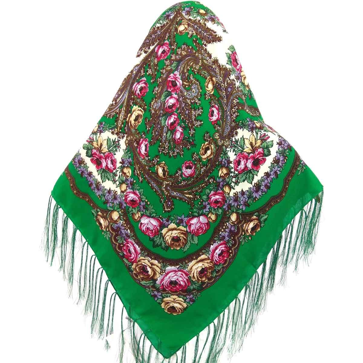 Хустка народна з тороками (120х120) зелена