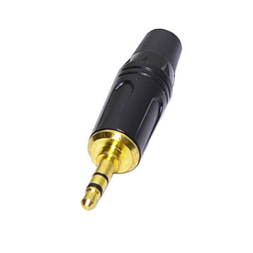 Штекер Jack-3,5-HQ стерео, металевий корпус, чорний хвостовик 1-0044